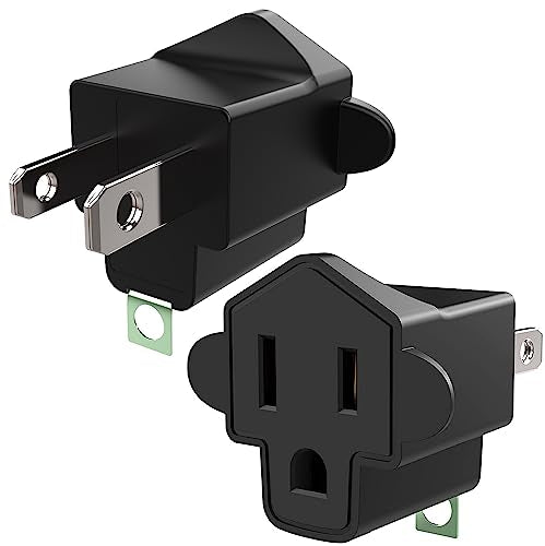 2 Pack ETL Listed 3 Prong to 2 Prong Adapter Converter (2 Pack / Black)