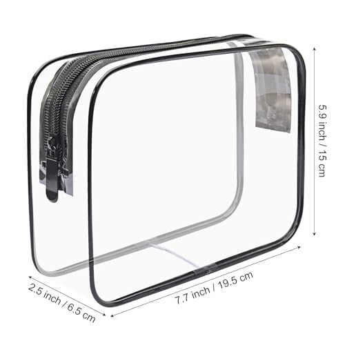 Clear Toiletry Bag TSA Approved Quart Size Travel Carry On (Transparent Black / 2 Pack)