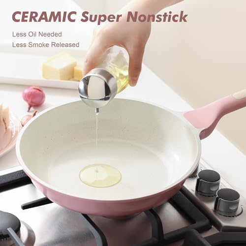 Nonstick Ceramic Frying Pan 12.5 (12.5 Inch / Sakura Pink)