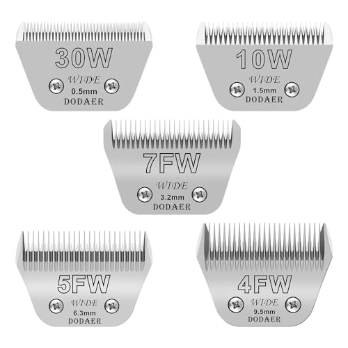 Dog Grooming Wide Blade Set (30w/10w/7fw/5fw/4fw (5 Pack))