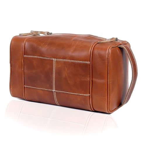 Leather Toiletry Bag for Men (Tan Brown / Men's Toiletry Bag)