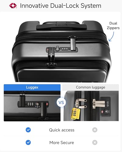 Front Pocket Expandable Carry On Luggage (Black / 20 Inch)
