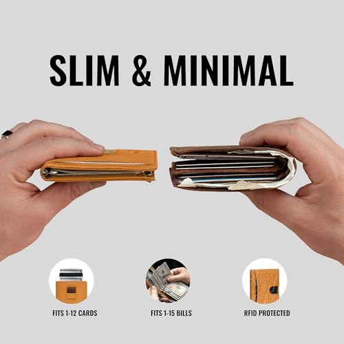 Money Clip Slim Minimalist Wallet for Men (Cognac)