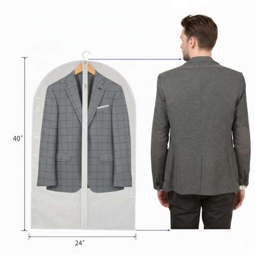 40” All Clear Garment Bags for Travel (40" -6 Pack)