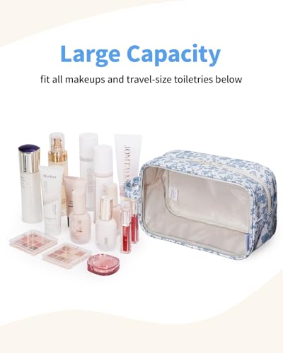 Clear Toiletry Bag for Women (X-Blue Flower)