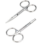 Facial Hair Small Grooming Scissors For Men Women (2PCS - Without Cover / Silver)