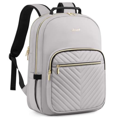 Laptop Backpack Purse for Women (Grey / 15.6-Inch)