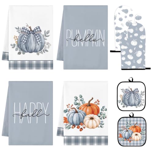Blue Fall Kitchen Decor Set (Fall Blue Pumpkin)