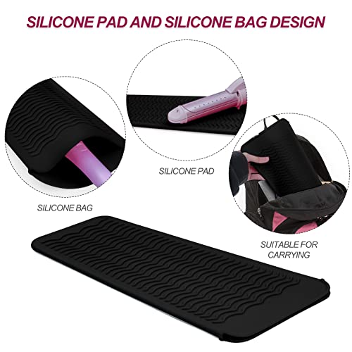 Silicone Heat Resistant Mat Pouch for Hair Straightener (1 Pack / Black)