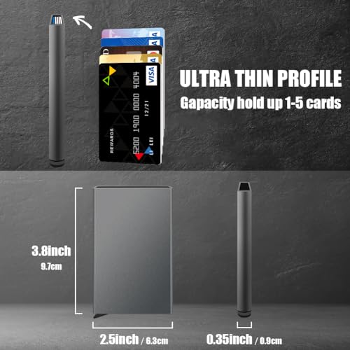 Slim Minimalist Wallet RFID Credit Card Holder for Men (small / Metallic Grey)