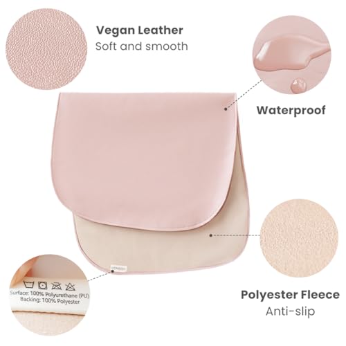 Faux Leather Baby Changing Mat 2 Pack (Blush,Beige / Oval)