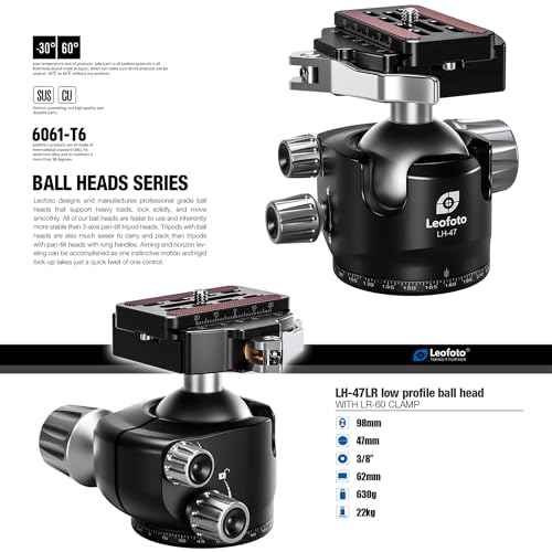 Carbon Fiber Camera Tripod 4Section 360° Ball Head LS (LS-364CX+LH-47LR:Maxload 25kg-4 Sections)