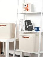Fabric Storage Bins with Lids 13 Inch Storage Cubes with Lid (13×13×13 / Beige)