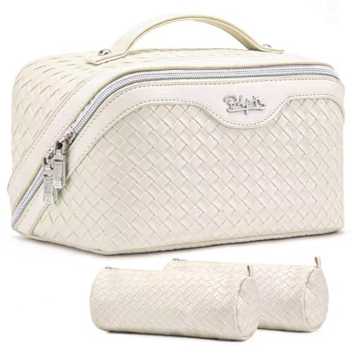Travel Makeup Bag Cosmetic Bags for Women (L09 Beige)