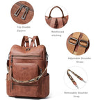 Vegan Leather Laptop Backpack for Women 15.6 inch Work Backpack Fashion Travel Backpack Purse for Business College (1 Nubuck Brown)