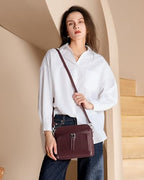 Genuine Leather Crossbody Bags for Women Travel Wallet Purse Burgundy (Burgundy Red)