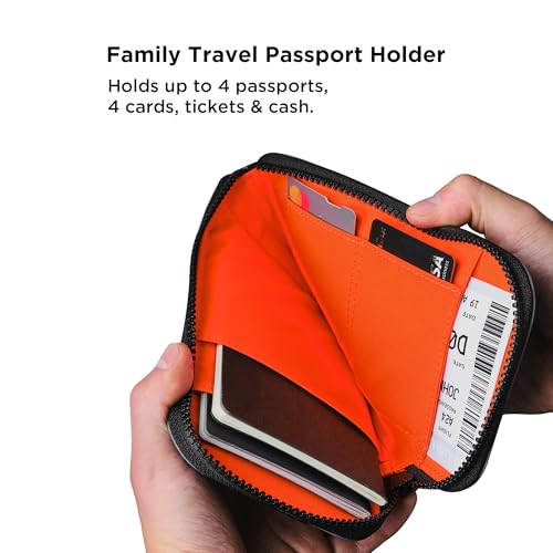 Zip Travel Wallet RFID Blocking Passport Holder Grey (Grey)