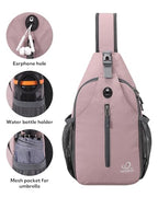 Crossbody Sling Backpack Sling Bag Travel Hiking Daypack (Pink / Small)