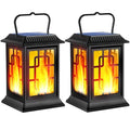 Solar Lantern Outdoor Flickering Flame Hanging Solar Lights (2 Pack)