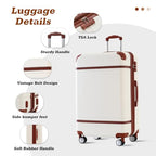 Suitcase Set 24 IN Expandable Luggage with TSA Lock Spinner Wheels (Vintage Luggage / White(24+bags))