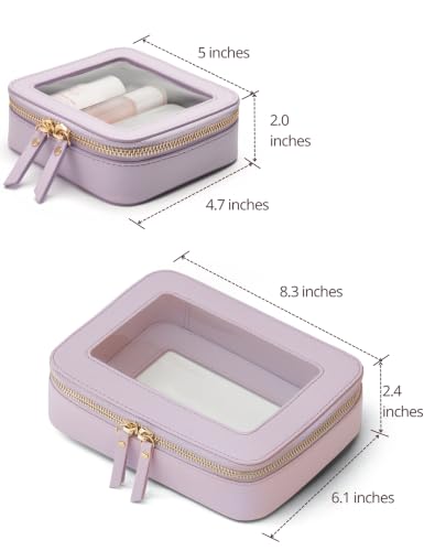 Clear Makeup Bag with Zipper (Purple / Mini & Medium)