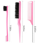 5pcs Boar Bristle Slick Back Hair Brush Set (pink)