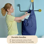 140L Washable Laundry Bags with Handles (Navy Blue)