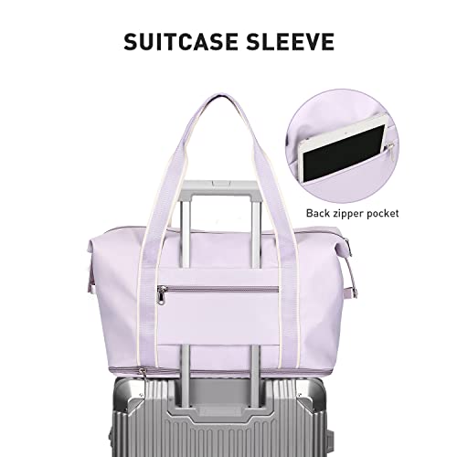 Weekender Duffel Bags for Travel Women Carry On Personal Item 18x14x8 Gym (A103-purple1-expandable / X-large)