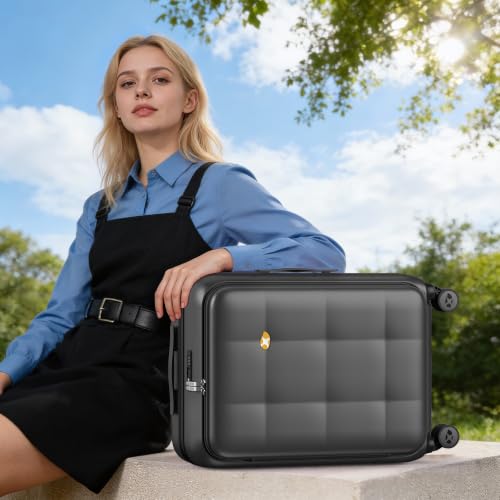24 Inch Expandable Checked Luggage Hard Shell Suitcase (24 inch / Charcoal Grey)