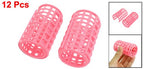 uxcell Hair Curlers Rollers Set, 12 Pcs Self Grip Hair Curlers for Volume Long Fine Medium Hair, Large Plastic Salon DIY Hair Styling Tools for Women Men, Pink