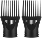 2 Pcs Black Hair Dryer Comb, Hair Styling Nozzle Tool for Straightening Detangling Fine Curly Natural Appliances, Plastic Nozzle Hairdryer Blow Comb Attachment