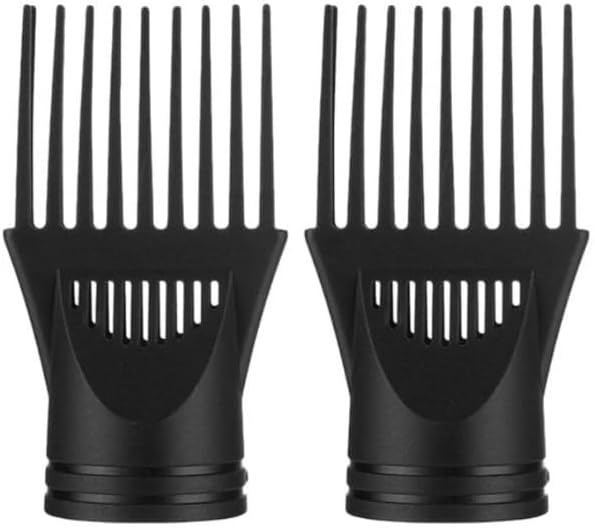 2 Pcs Black Hair Dryer Comb, Hair Styling Nozzle Tool for Straightening Detangling Fine Curly Natural Appliances, Plastic Nozzle Hairdryer Blow Comb Attachment