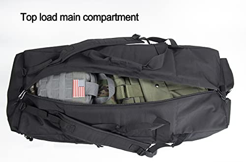 Large Military Duffle Bag Tactical Gear Load Out Bag Deployment Cargo Bag Travel Sports Equipment Duffel Luggage Bag with Backpack Straps 90L (COYOTE TAN)