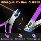 Manicure Set 16Pcs Professional Stainless Steel Pedicure Kit Mens Grooming Kit Fingernail & Toenail Clippers Set Manicure Kit with Luxurious Travel Bag (16Pcs-Purple)