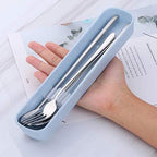 Portable Travel Flatware 3PCS Spoon Fork Chopsticks Set 18/10 Stainless Steel - Image 5