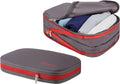 BeeNesting Compression Packing Cubes 2 set for travel Small Luggage Organizer Bags for BackPack (Gray Red / 2 Pack(4L+9L))