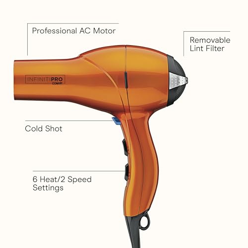 Infiniti PRO Hair Dryer with Diffuser (Orange With Bonus Brush / 1 Count (Pack of 1))