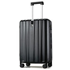 24 Inch Luggage Suitcases With Spinner Wheels Lightweight PC Hard Shell Rolling Suitcase With Travel Lock (24 Inch / Jet Black)