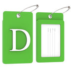 2 Pack Initial Luggage Tags for Suitcases Airplane Travel Essentials (Large D / Green)