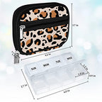 Weekly Travel Pill Organizer Cute Pill Case with 7 Day Pill Box (1 Case + 1 Box / A. Brown 02)