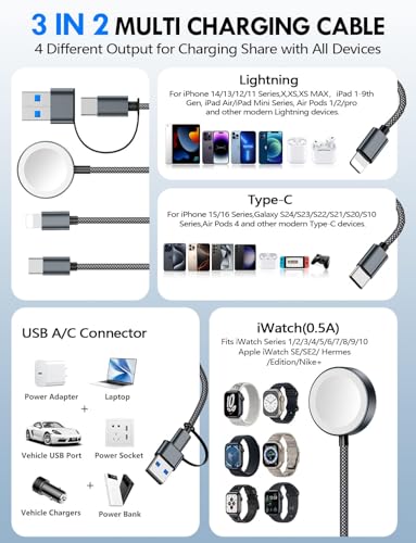 1Pack Travel Essentials for Apple Watch Charger (Black / 1Pack-6 FT)