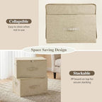 Fabric Storage Bins with Zipper Lids (Beige / Small (Pack of 3))