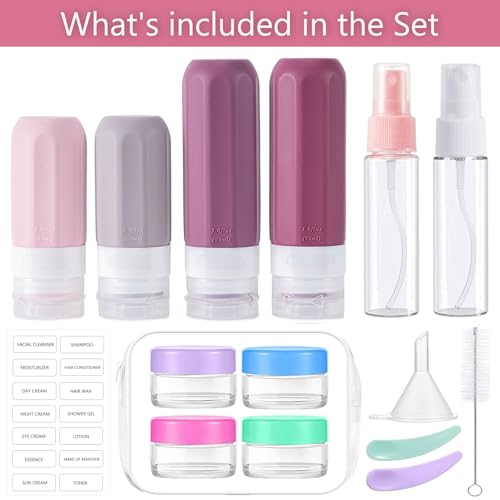 16 Pack Travel Bottles for Toiletries (16PCS/Cranberry)