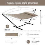 Outdoor Hammock Two Person Hammock with 12FT Steel Stand (2 Person With Stand / Light Brown)
