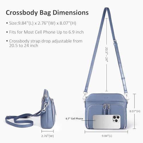 Real Leather Crossbody Bags for Women Travel Wallet Purse Blue (Blue)