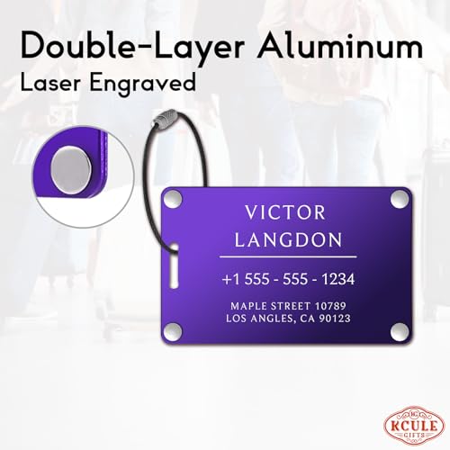 Personalized Luggage Tags for Suitcases (Pure Text-purple-largename)