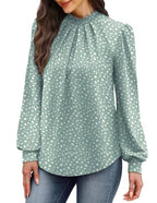 Long Sleeve Shirts for Women Fall Outfits for Women 2026 Business Casual Tops Blouses Dressy Casual Early Fall Fashion Clothing School Outfits for Teachers Work Clothes Trendy (03 - Sage Green Dots / Large)