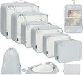10 Set Packing Cubes Various Sizes Packing Organizer for Travel Accessories Luggage Carry On Suitcase (10-LightGrey / 10 Set-full Mesh)