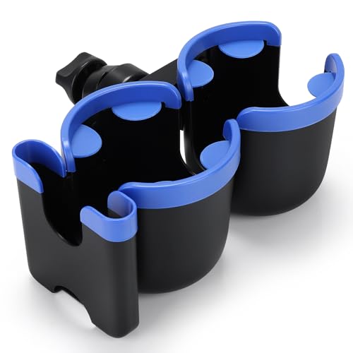 Stroller Cup Holder with Phone Holder (Double Holder-Blue)