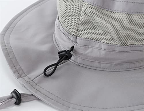 Womens Outdoor Mesh Boonie Sun Hat Summer Wide Brim UV Protection Fishing Hat Safari Cap Grey (Large / Grey)
